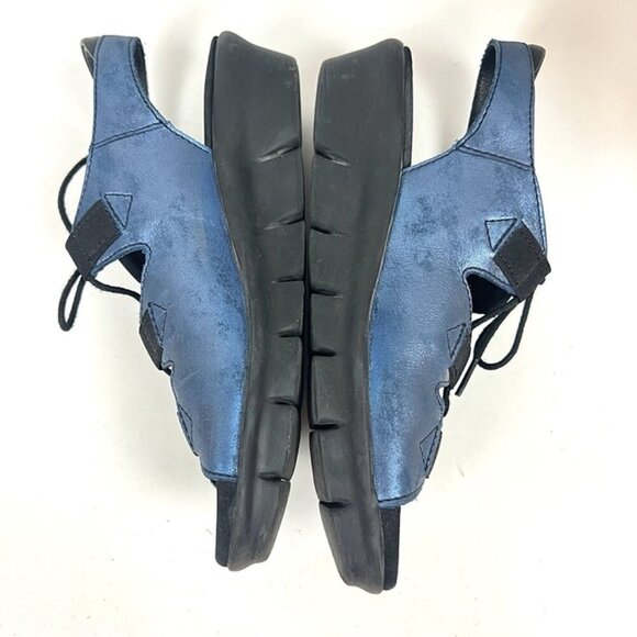 Wolky Arena Gladiator Wedge Metallic Blue Leather Comfort Sandals EU 38 US 7.5 - Picture 4 of 9